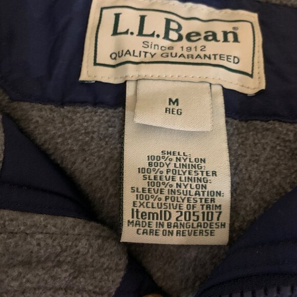L.L. Bean Mens VTG Navy Blue Full-Zip Bomber Jacket Sz M Fleece Lining Outdoor - Picture 9 of 10